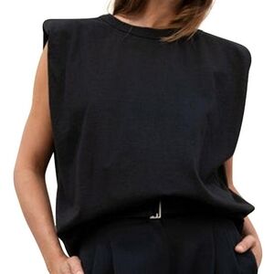 Frankie Shop Eva Padded Shoulder Black Muscle Tee